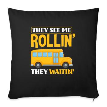 Funny school bus driver school bus bus driver - Sofa pillowcase 17,3'' x 17,3'' (45 x 45 cm) - black - Front