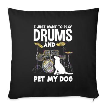 Cadeau de batteur de batterie - Housse de coussin décorative 45 x 45 cm - noir - Devant