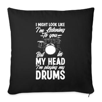 Cadeau de batteur de batterie - Housse de coussin décorative 45 x 45 cm - noir - Devant
