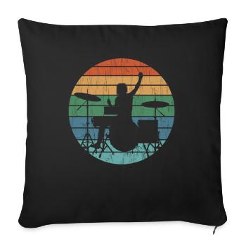Cadeau de batteur de batterie - Housse de coussin décorative 45 x 45 cm - noir - Devant