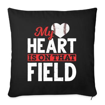 Kids Baseball Softball Mama Baseball Heart - Sofa pillowcase 17,3'' x 17,3'' (45 x 45 cm) - black - Front