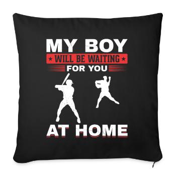 Son receveur de baseball Lanceur Papa Mama - Housse de coussin décorative 45 x 45 cm - noir - Devant