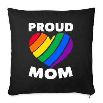Proud Mother Colorful Heart LGBTQ Rainbow Flag - Sofa pillowcase 17,3'' x 17,3'' (45 x 45 cm) - black - Front