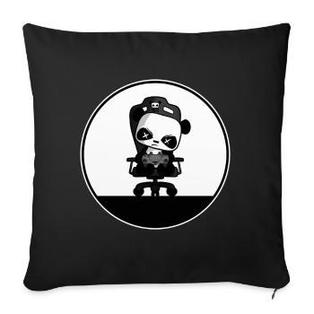 Cute Gaming Panda, PEW PEW, Nerd, Gamer, Gaming - Sofa pillowcase 17,3'' x 17,3'' (45 x 45 cm) - black - Front