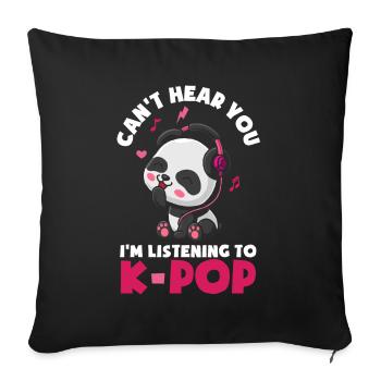 K-Pop K-Drama Musique pop coréenne - Housse de coussin décorative 45 x 45 cm - noir - Devant