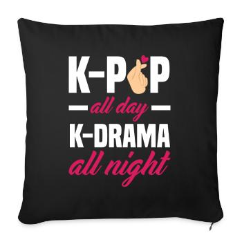 K-Pop K-Drama Korean Pop Music - Sofa pillowcase 17,3'' x 17,3'' (45 x 45 cm) - black - Front