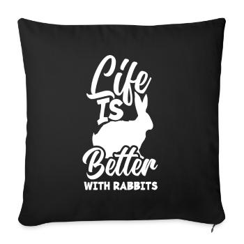 Rabbit Rabbit Pet Rabbit Mama Gift - Sofa pillowcase 17,3'' x 17,3'' (45 x 45 cm) - black - Front