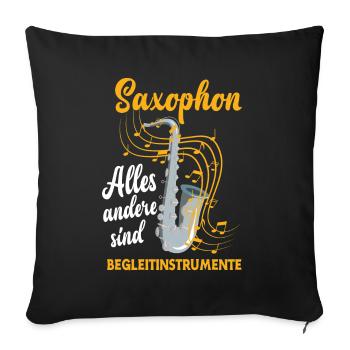 Saxophon Saxophon Saxophon - Sofakissenbezug 45 x 45 cm - Schwarz - Vorne