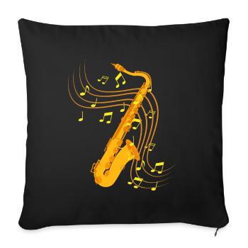 Saxophone Jazz - Housse de coussin décorative 45 x 45 cm - noir - Devant