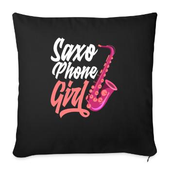 Saxophon Mädchen Jazz Saxophone Fille - Housse de coussin décorative 45 x 45 cm - noir - Devant
