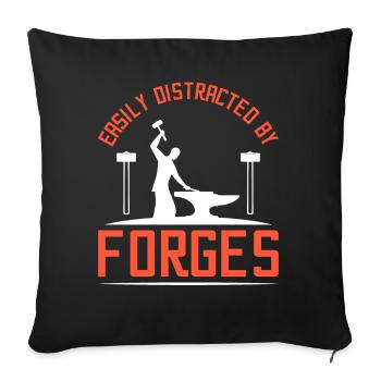 Easily distracted by forges - Sofakissenbezug 45 x 45 cm - Schwarz - Vorne
