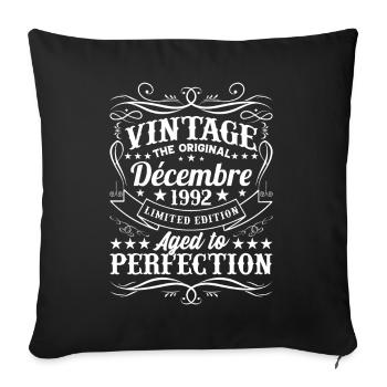 Vintage Flourish Cadeau Anniversaire Décembre 1992 - Housse de coussin décorative 45 x 45 cm - noir - Devant