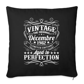 Vintage Flourish Cadeau Anniversaire Décembre 1982 - Housse de coussin décorative 45 x 45 cm - noir - Devant