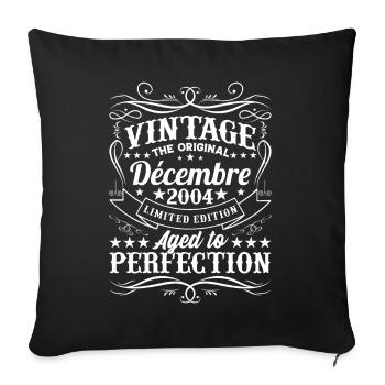 Vintage Flourish Cadeau Anniversaire Décembre 2004 - Housse de coussin décorative 45 x 45 cm - noir - Devant