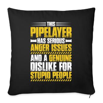 Pipeline Builder Pipeline Construction Pipelayer - Sofa pillowcase 17,3'' x 17,3'' (45 x 45 cm) - black - Front
