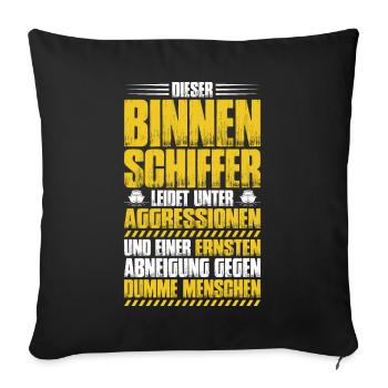 Binnenschiffer Binnenschifffahrt Binnenschiff - Sofakissenbezug 45 x 45 cm - Schwarz - Vorne
