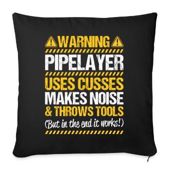 Pipeline Builder Pipeline Construction Pipelayer - Sofa pillowcase 17,3'' x 17,3'' (45 x 45 cm) - black - Front