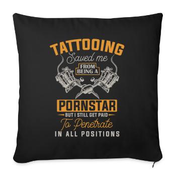 Funny Tattoo Artist Tattoos Inked Tattooist - Sofa pillowcase 17,3'' x 17,3'' (45 x 45 cm) - black - Front