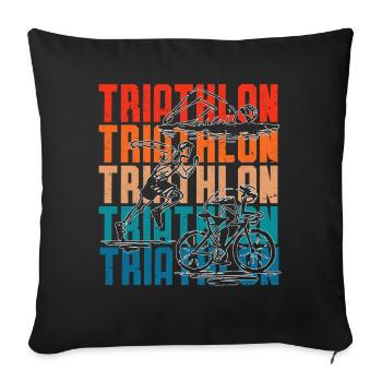 Triathlon Natation Cyclisme Course à pied Sport - Housse de coussin décorative 45 x 45 cm - noir - Devant