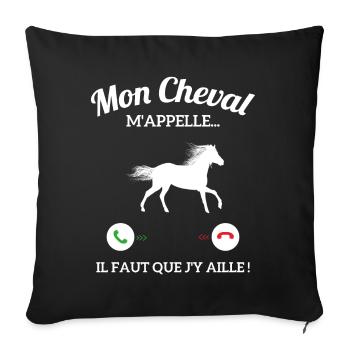 Mon Cheval M'appelle Il Faut Que J'y Aille - Housse de coussin décorative 45 x 45 cm - noir - Devant
