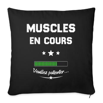 Homme musclé En cours veuillez patienter - Housse de coussin décorative 45 x 45 cm - noir - Devant