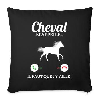 Mon Cheval M'appelle Il Faut Que J'y Aille - Housse de coussin décorative 45 x 45 cm - noir - Devant