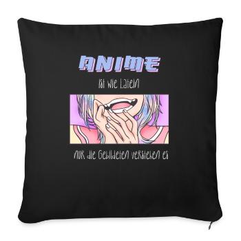 Anime est comme Latin I Creepy Cute Anime Girl - Housse de coussin décorative 45 x 45 cm - noir - Devant