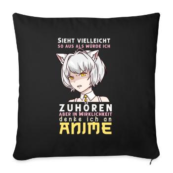 Il suffit de penser à Anime I Cute Manga Girl - Housse de coussin décorative 45 x 45 cm - noir - Devant