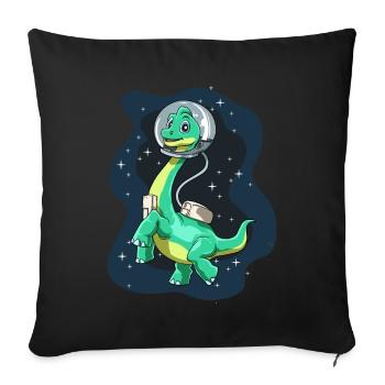 Brachiosaurus Dinosaurier Astronaut Dino Langhals - Sofakissenbezug 45 x 45 cm - Schwarz - Vorne