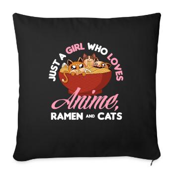 Funny Anime Gift - Sofa pillowcase 17,3'' x 17,3'' (45 x 45 cm) - black - Front