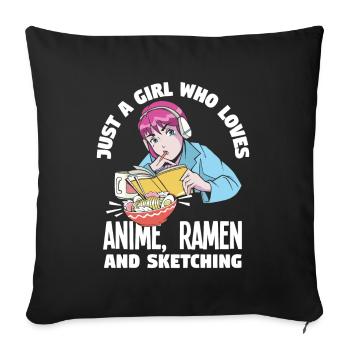 Funny Anime Gift - Sofa pillowcase 17,3'' x 17,3'' (45 x 45 cm) - black - Front