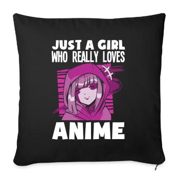 Funny Anime Gift - Sofa pillowcase 17,3'' x 17,3'' (45 x 45 cm) - black - Front
