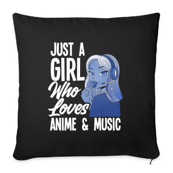 Funny Anime Gift - Sofa pillowcase 17,3'' x 17,3'' (45 x 45 cm) - black - Front