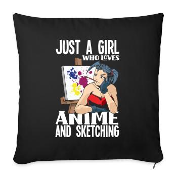 Funny Anime Gift - Sofa pillowcase 17,3'' x 17,3'' (45 x 45 cm) - black - Front
