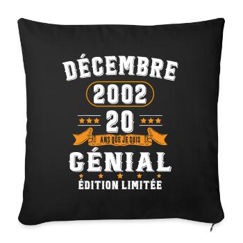 20 Ans Anniversaire Vintage Né(e) en Décembre 2002 - Housse de coussin décorative 45 x 45 cm - noir - Devant