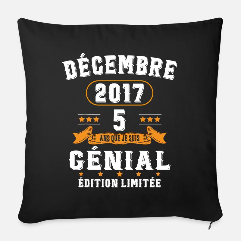 5 Ans Anniversaire Vintage Né(e) en Décembre 2017 - Housse de coussin décorative 45 x 45 cm - noir