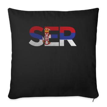 Serbie Drapeau Srbija Couleurs serbes Yougoslavie - Housse de coussin décorative 45 x 45 cm - noir - Devant