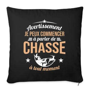 Parler De Chasse à Tout Moment Cadeau Chasseur - Housse de coussin décorative 45 x 45 cm - noir - Devant