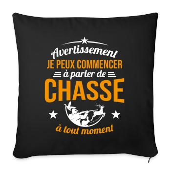 Parler De Chasse à Tout Moment Cadeau Chasseur - Housse de coussin décorative 45 x 45 cm - noir - Devant