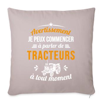 Parler De tracteurs À Tout Moment Pour Agriculteur - Housse de coussin décorative 45 x 45 cm - taupe clair - Devant