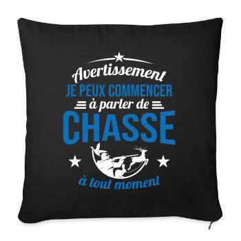 Parler De Chasse à Tout Moment Cadeau Chasseur - Housse de coussin décorative 45 x 45 cm - noir - Devant