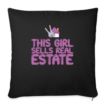Cette fille vend des biens immobiliers I Broker - Housse de coussin décorative 45 x 45 cm - noir - Devant