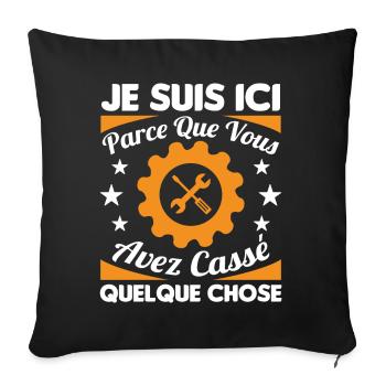 Humour Mécanicien Mécano Mécanique Auto Garagiste - Housse de coussin décorative 45 x 45 cm - noir - Devant