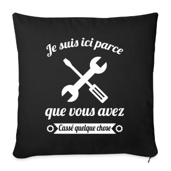 Humour Mécanicien Mécano Mécanique Auto Garagiste - Housse de coussin décorative 45 x 45 cm - noir - Devant