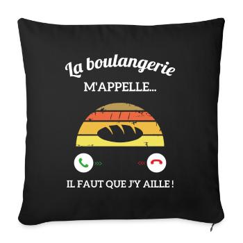 La Boulangerie m'appelle vintage Boulangère femme - Housse de coussin décorative 45 x 45 cm - noir - Devant