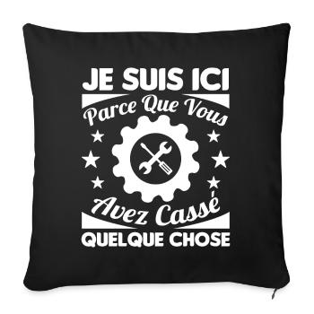 Humour Mécanicien Mécano Mécanique Auto Garagiste - Housse de coussin décorative 45 x 45 cm - noir - Devant