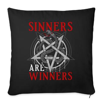 Sinners Are Winners I Satanic Pentagramm Schlange - Sofakissenbezug 45 x 45 cm - Schwarz - Vorne