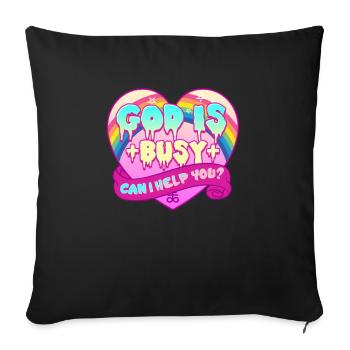 God Is Busy Can i Help You I Death Metal Heart - Sofa pillowcase 17,3'' x 17,3'' (45 x 45 cm) - black - Front