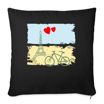 Paris Eiffel Tower France Baguette City Love - Sofa pillowcase 17,3'' x 17,3'' (45 x 45 cm) - black - Front
