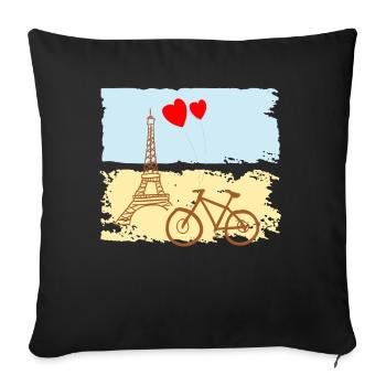 Paris Eiffel Tower France Baguette City Love - Sofa pillowcase 17,3'' x 17,3'' (45 x 45 cm) - black - Front